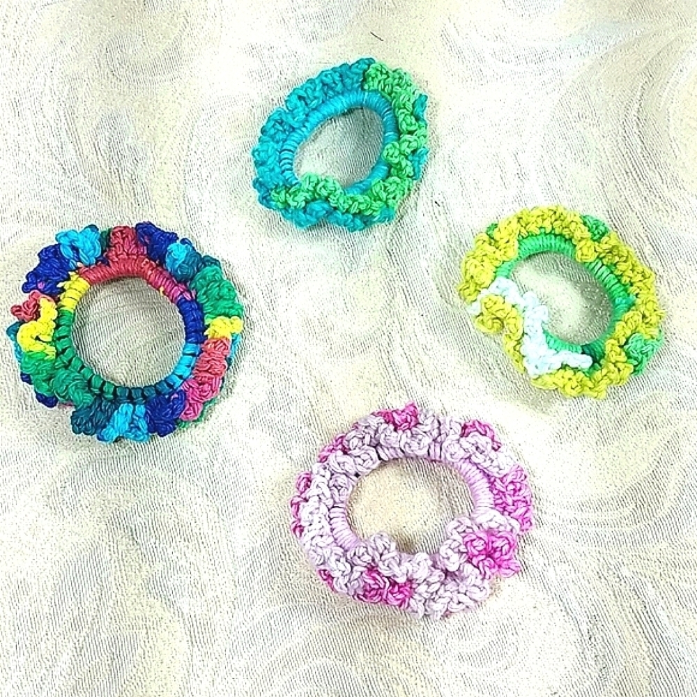 Scrunchies Handmade Crocheted Multicolored New
